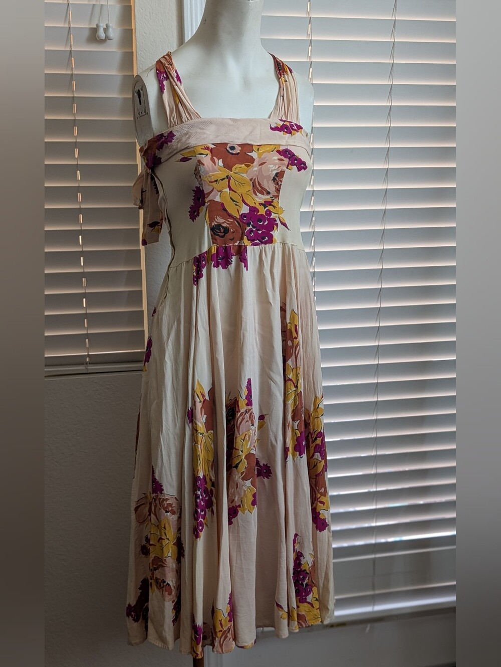 1940s Rayon Crepe Floral Dress